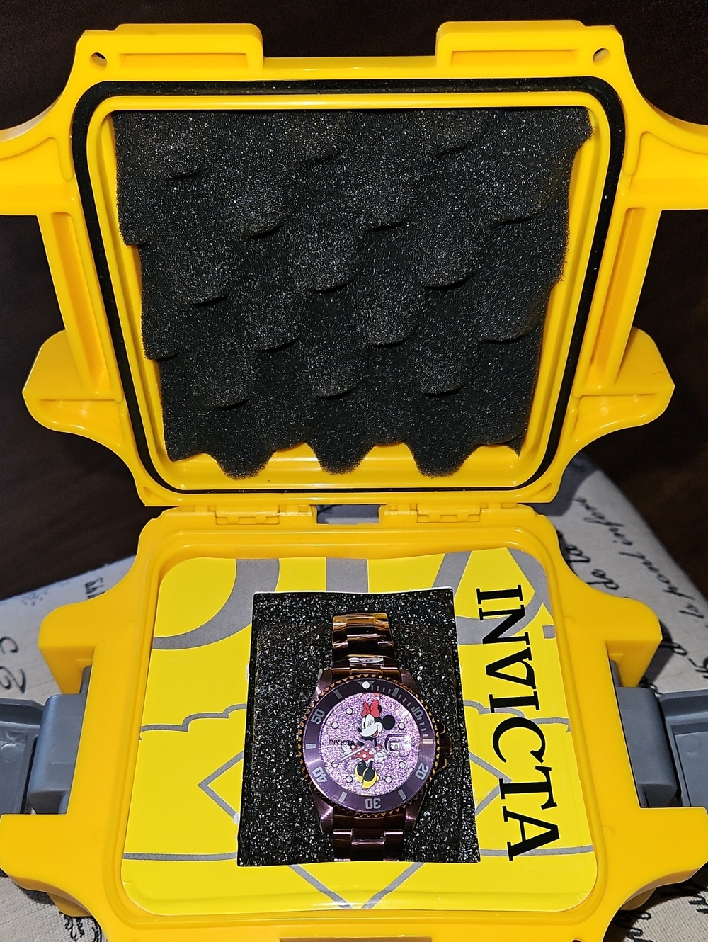 Invicta Womens Purple Glitter Mickey Mouse Stainless Steel Watch